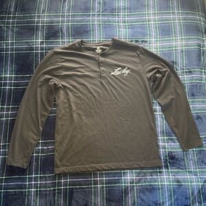 Lucky Brand Black long sleeve shirt with buttons and small graphic. Size M.